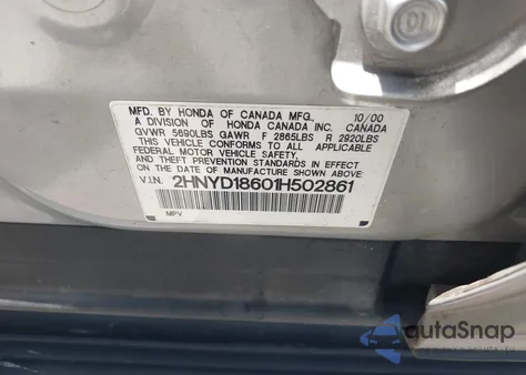 2001 Acura Mdx from USA, damaged, VIN 2HNYD18601H502861